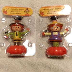 Solar Dancing Scarecrow Girl Boy Pumpkin Decor